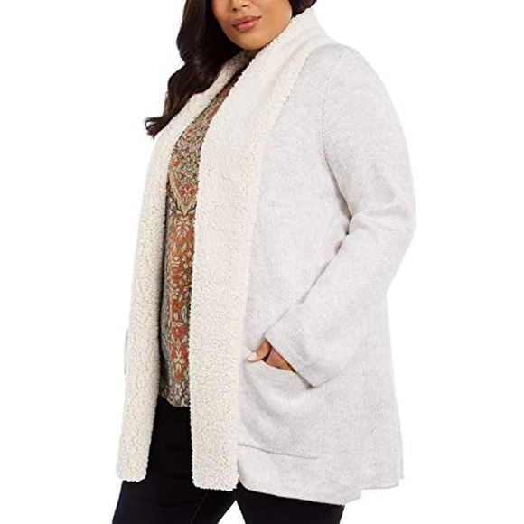 NWT Style&Co. Women's Fleece Collar Open Front Cardigan Hammock Heather 1X - Picture 8 of 13